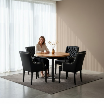 Dining set table + 4 Chesterfield chairs wooden chair seat cushion set