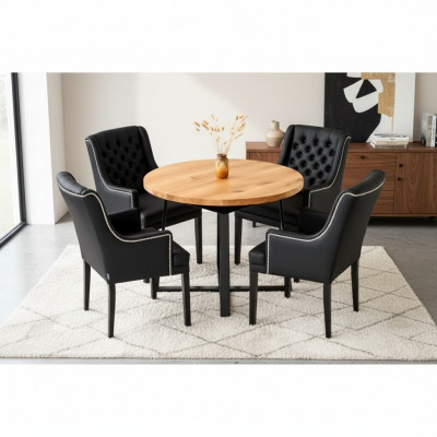 Dining set table + 4 Chesterfield chairs wooden chair seat cushion set