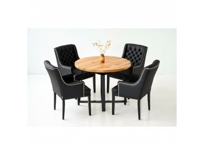 Dining set table + 4 Chesterfield chairs wooden chair seat cushion set