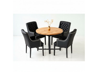 Dining set table + 4 Chesterfield chairs wooden chair seat cushion set