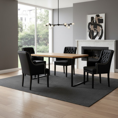 Dining room table + 4 Chesterfield chairs luxury dining room group 5-piece set
