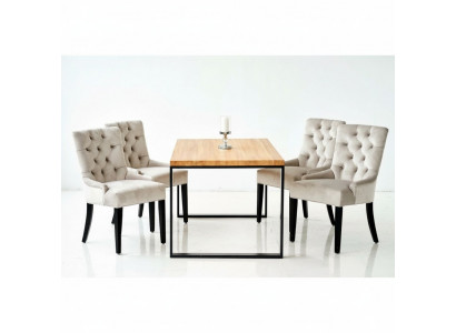 Dining room chair table + 4 Chesterfield chairs group set upholstery