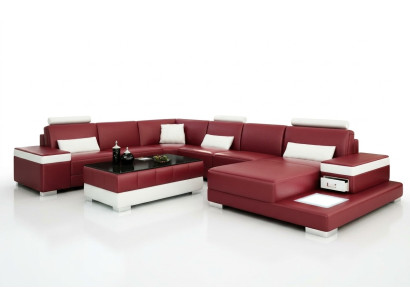 Leather sofa couch living landscape corner sofa suite design modern new sofa light USB