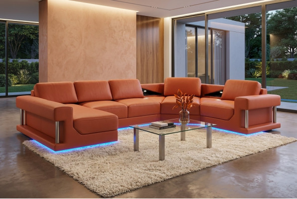Leather sofa living area couch corner sofa corner set design modern sofa with USB