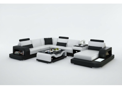 Leather sofa couch living area corner sofa corner set design modern sofa with USB