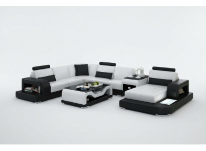 Leather sofa couch living area corner sofa corner set design modern sofa with USB