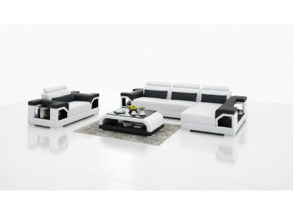 Leather sofa with USB living area corner sofa + armchair corner set design modern sofa