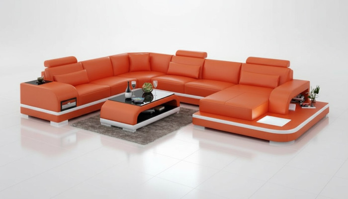 Leather sofa couch living landscape corner sofa corner suite design modern sofa +USB new