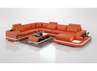 Leather sofa couch living landscape corner sofa corner suite design modern sofa +USB new