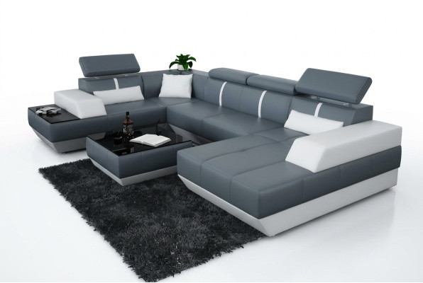 Modern seating area leather sofa upholstery corner sofa couch living landscape K5015 + USB