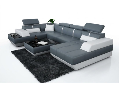 Modern seating area leather sofa upholstery corner sofa couch living landscape K5015 + USB