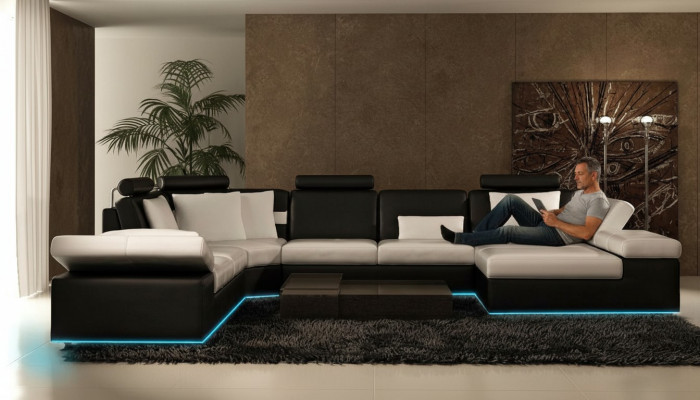 Modern seating area corner sofa upholstery couch living room landscape leather sofa