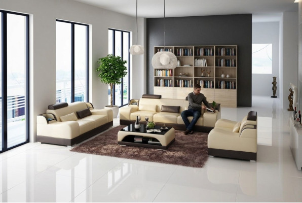 Sofa set Couch Upholstered Sofa 3+3 Complete Set Suites Design Leather 2-piece.
