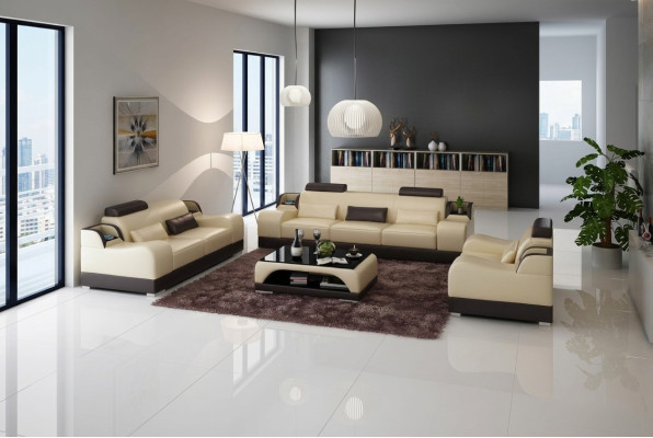 Sofa set Couch Upholstered Sofa 3+3 Complete Set Suites Design Leather 2-piece.
