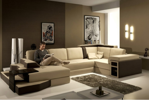 XXL Design Big Sofa +USB Corner Sofa Couch Living Landscape U Shape Leather Textile Corner
