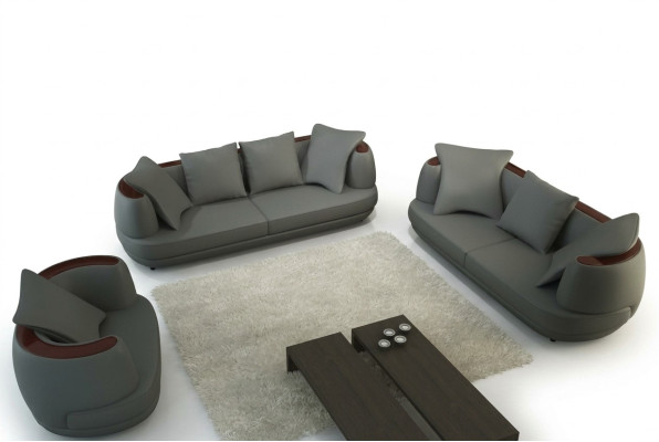 Sofa set with USB Luxury designer couch upholstery 3+2+1 leather sofa seat gray new