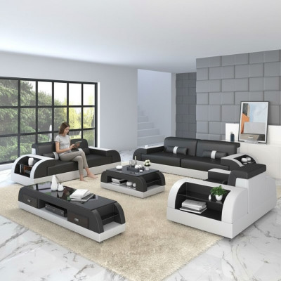 Sofa set with USB Couch Upholstery Leather Sofa 3+2+1 Classic Couches Seat NEW