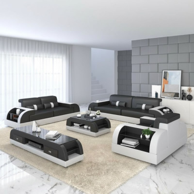 Sofa set with USB Couch Upholstery Leather Sofa 3+2+1 Classic Couches Seat NEW