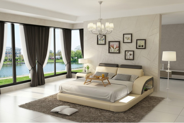 Waterbed with USB Hotel Double Bed Complete Leather Bed Upholstered Bed Water