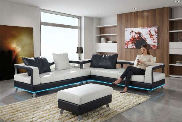 Leather sofa couch living landscape corner sofa corner suite design modern sofa + USB new