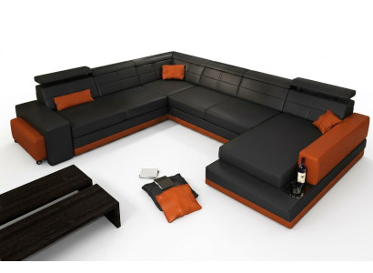 Leather sofa couch new living landscape corner sofa corner set design modern sofa + USB