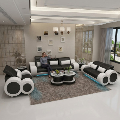 Leather sofa couch set 3+2+1 design modern sofa + USB seat new
