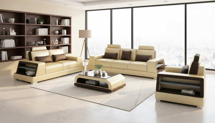 Multifunctional Couch Relax Sofa Leather Upholstery Three-Seater Design 3 Seater New Couches