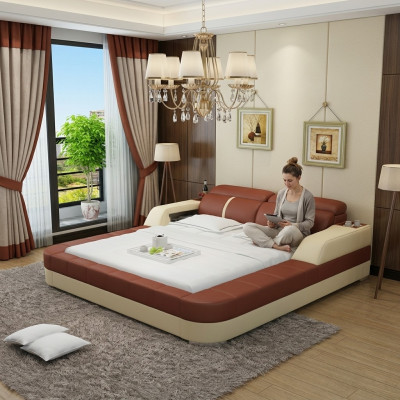 Luxury waterbed double multifunction bed upholstery + USB water beds 180x200