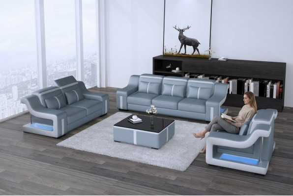 Design multifunctional couch relax sofa leather upholstery couches three-seater 3 new
