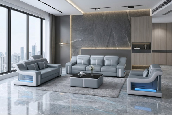 Design multifunctional couch relax sofa leather upholstery couches three-seater 3 new