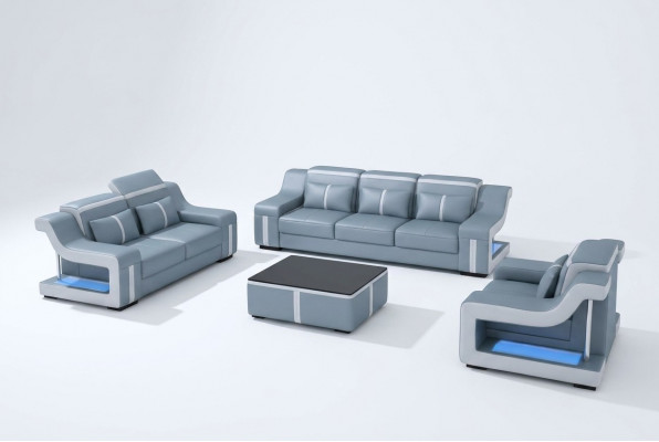 Design multifunctional couch relax sofa leather upholstery couches three-seater 3 new