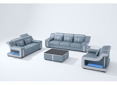 Design multifunctional couch relax sofa leather upholstery couches three-seater 3 new