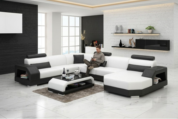 Leather sofa couch living area corner sofa corner set modern design sofa with USB