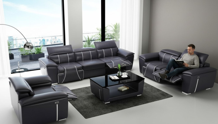 Sofa Set Couch Upholstered Sofa 3+3 Complete Set Design Leather 2-Piece Sets