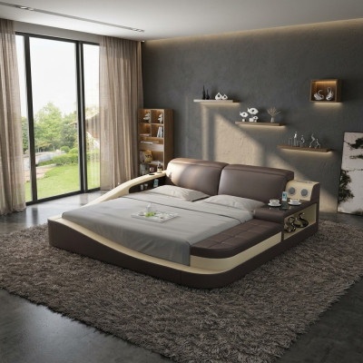 Multifunction Bed Bluetooth Speakers Luxury Design Leather Beds Hotel Double New