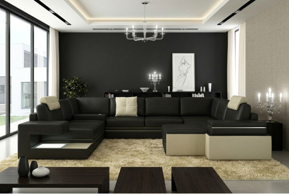 Modern corner couch design sofa upholstery corner leather textile couch LED living landscape