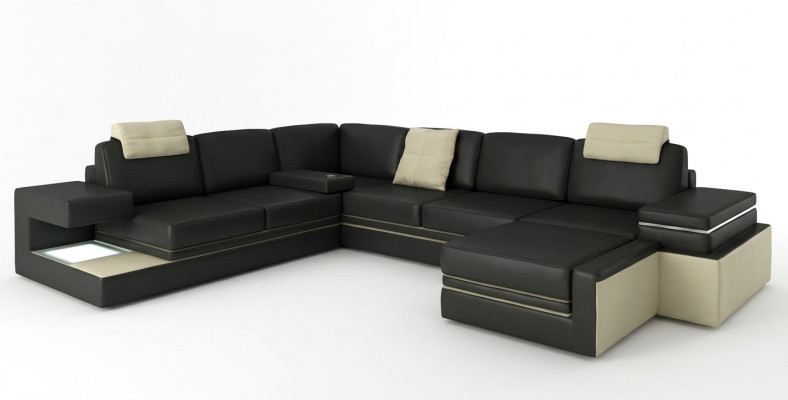 Modern corner couch design sofa upholstery corner leather textile couch LED living landscape