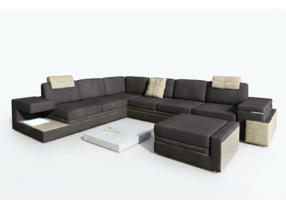 XXL corner sofa living area with USB upholstery seat suite sofas couches textile