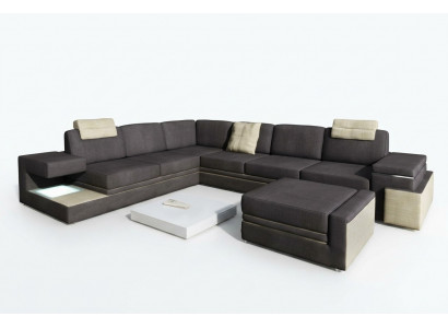 XXL corner sofa living area with USB upholstery seat suite sofas couches textile