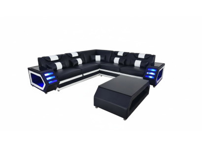 Complete set suite corner couch corner sofa couch upholstery corner suite + table + USB