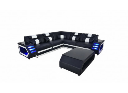 Complete set suite corner couch corner sofa couch upholstery corner suite + table + USB
