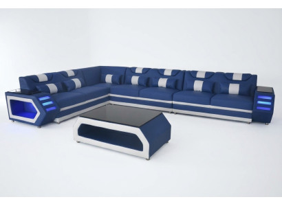 Upholstered corner leather couch sofa with USB cushioning landscape room leather sofas