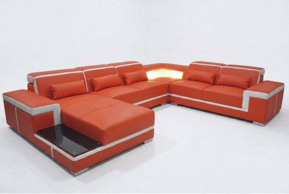 Design corner sofa + USB upholstered corner leather seat couches living landscape XXL U-shape