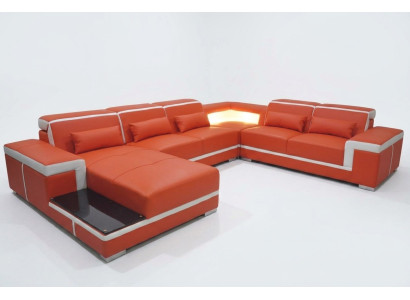 Design corner sofa + USB upholstered corner leather seat couches living landscape XXL U-shape