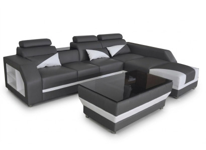 Leather corner sofa with USB, upholstered couches sofas living landscape luxury set corner