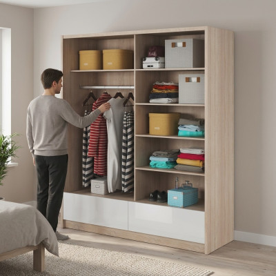 Wardrobe Storage 180cm Shelf Cabinet Archive Decorative Sliding Doors