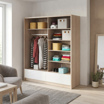 Wardrobe Storage 180cm Shelf Cabinet Archive Decorative Sliding Doors