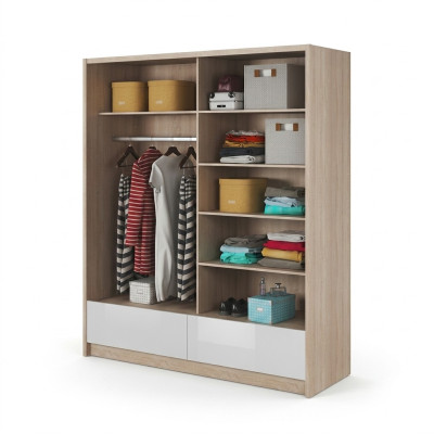 Wardrobe Storage 180cm Shelf Cabinet Archive Decorative Sliding Doors