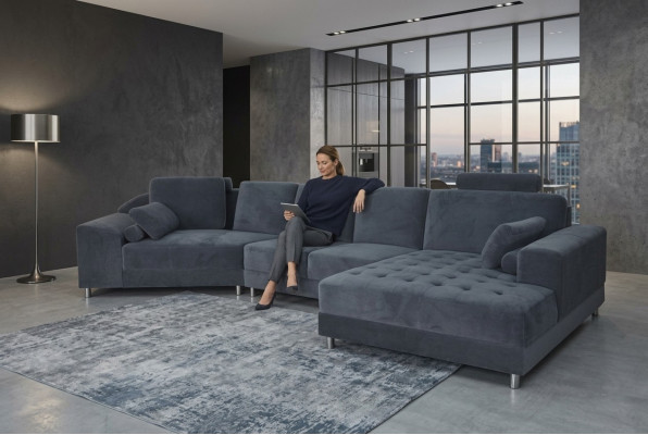 Modern textile corner sofa upholstered living room L-shape sectional sofa with USB corner sofa