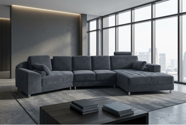 Modern textile corner sofa upholstered living room L-shape sectional sofa with USB corner sofa